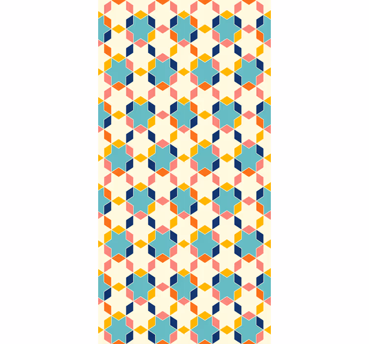 Living room wallpaper geometric tiling - TenStickers
