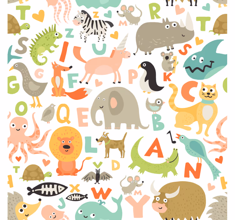 Animal wallpaper kids animals with alphabet letters - TenStickers