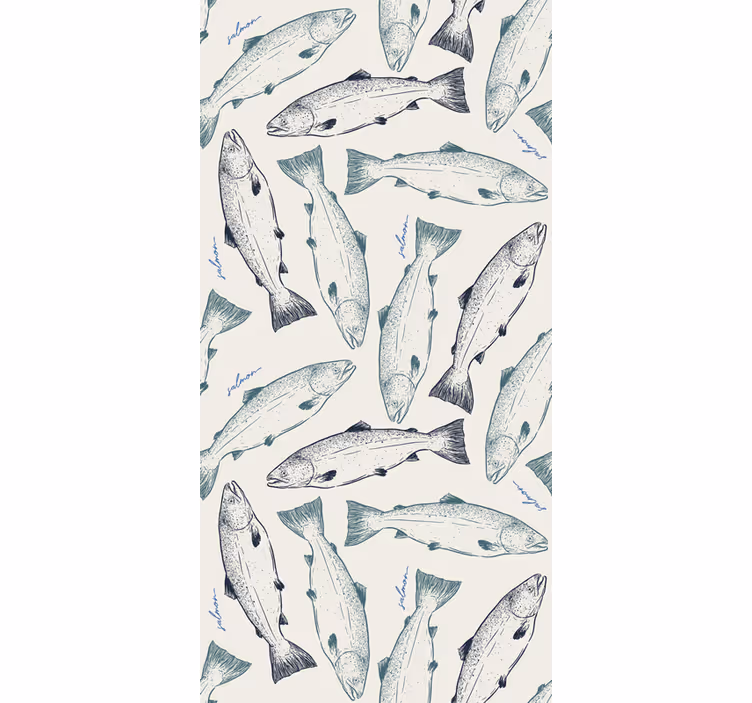 Animal wallpaper salmon fish design - TenStickers