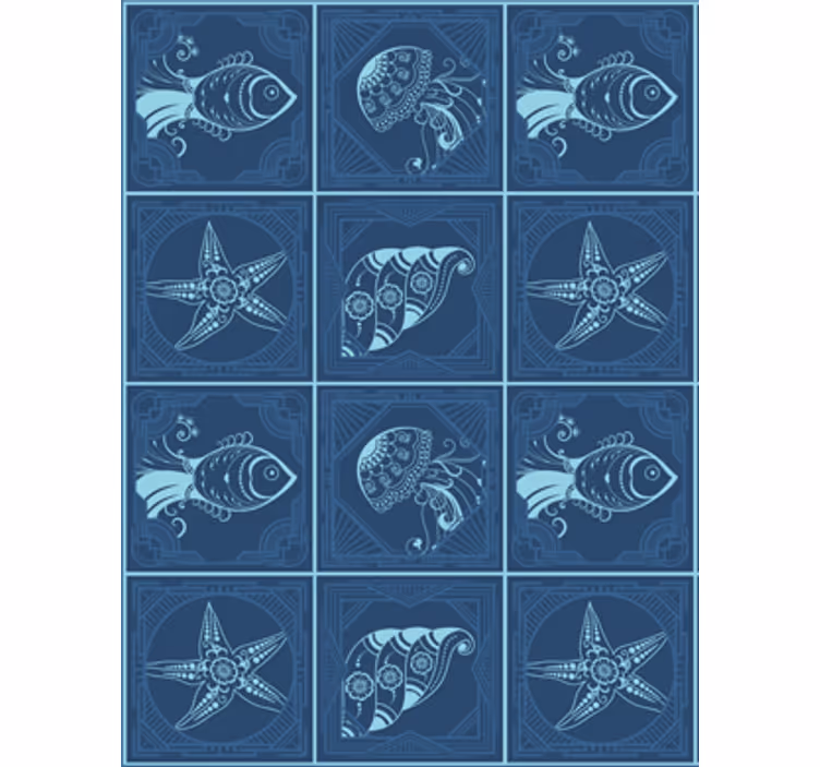 Animal wallpaper featuring decorative sea creatures - TenStickers