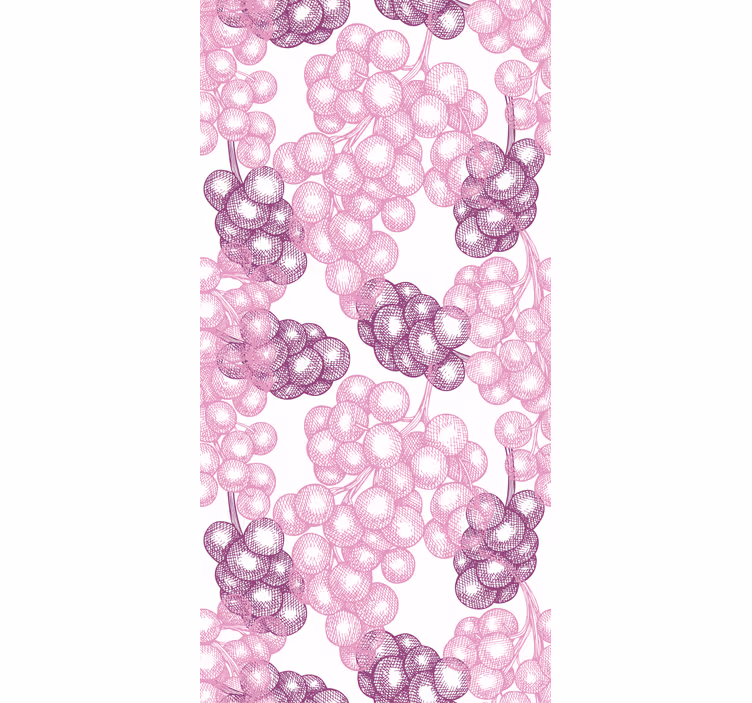 Bedroom wallpaper with hand drawn pink and purple grapes - TenStickers