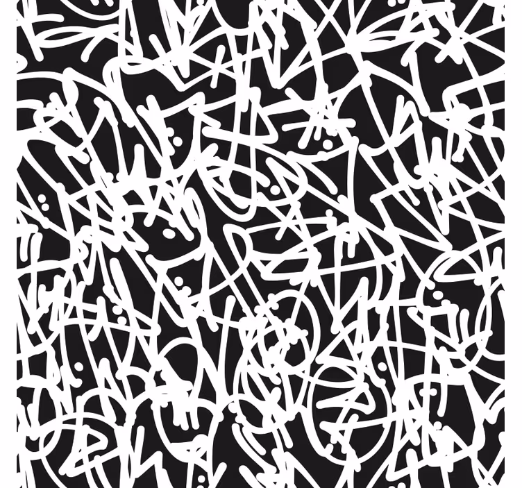 Bedroom wallpaper black and white graffiti design - TenStickers