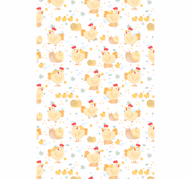 Animal wallpaper featuring cartoon chickens and snails - TenStickers