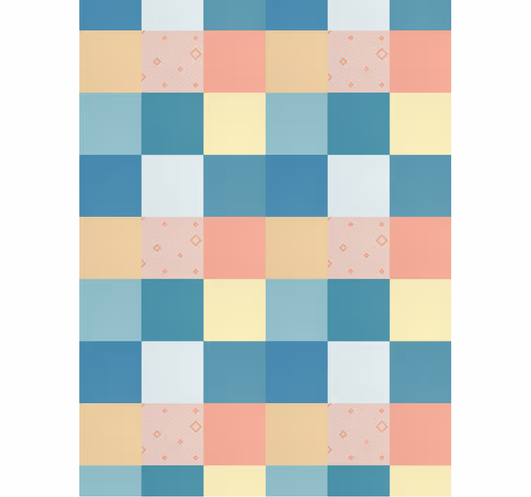 Hallway wallpaper in vibrant retro patchwork design - TenStickers