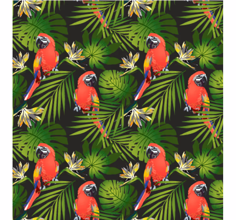 Nature wallpaper tropical parrots greenery - TenStickers