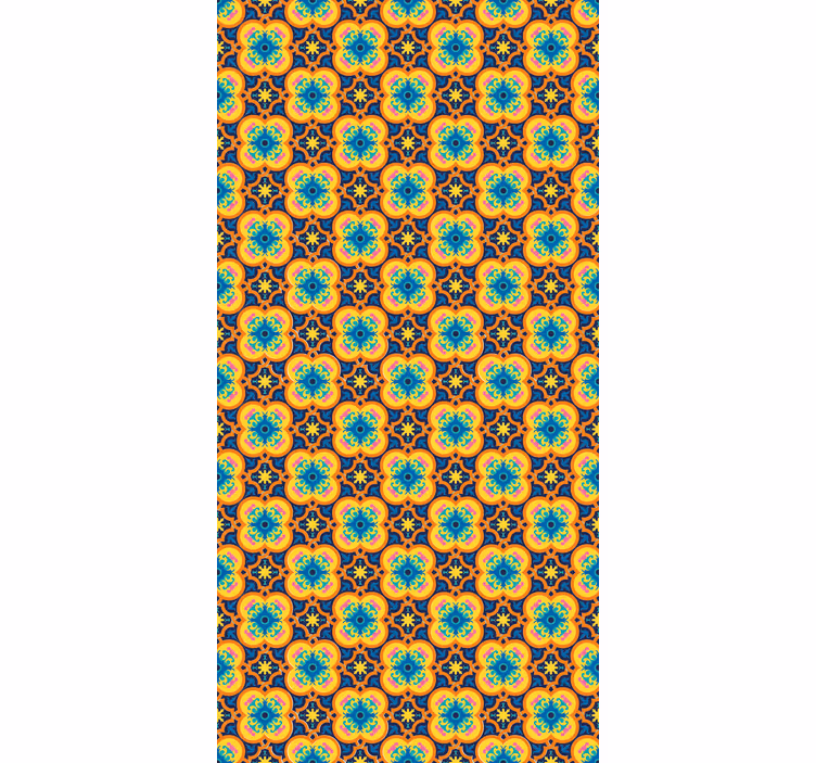 Textured wallpaper yellow and blue boho design - TenStickers