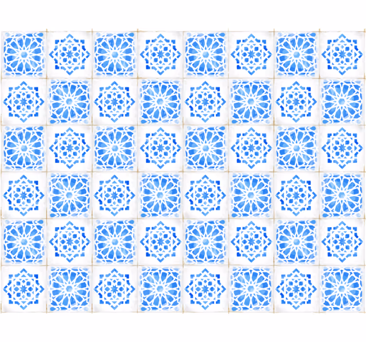 Tile wallpaper with intricate blue designs - TenStickers