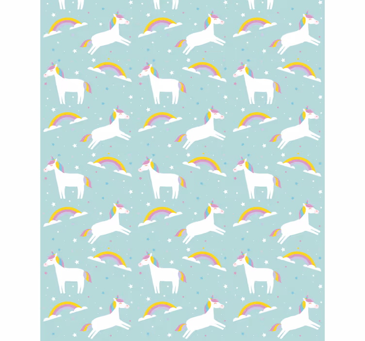 Kids wallpaper unicorns with a rainbow - TenStickers