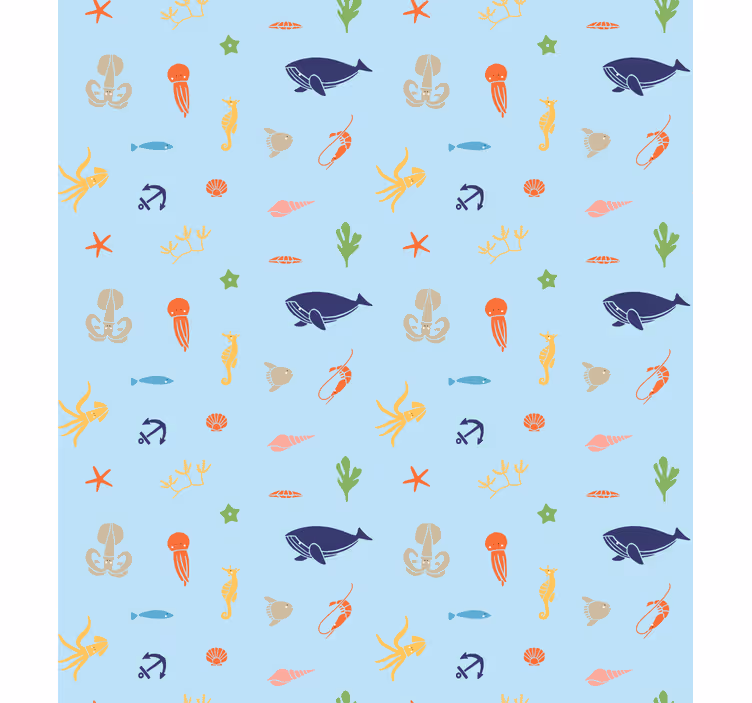 Kids wallpaper minimalistic sea creatures - TenStickers