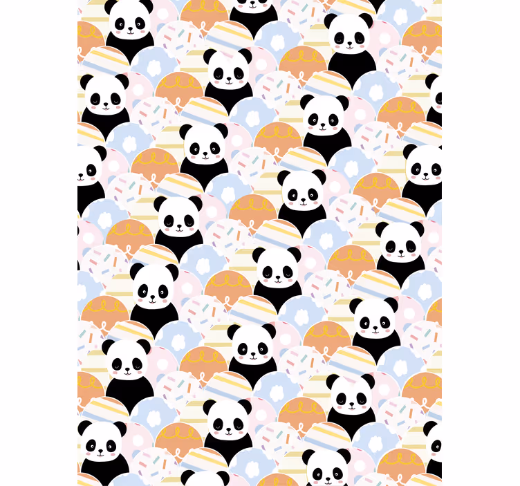 Kids wallpaper patchwork panda animal design - TenStickers