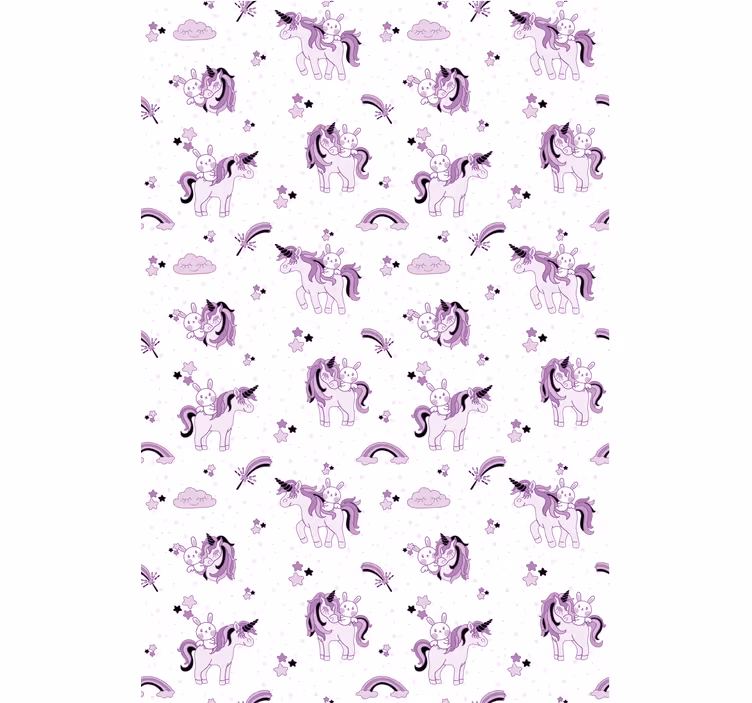 Kids wallpaper featuring unicorns and rabbits - TenStickers