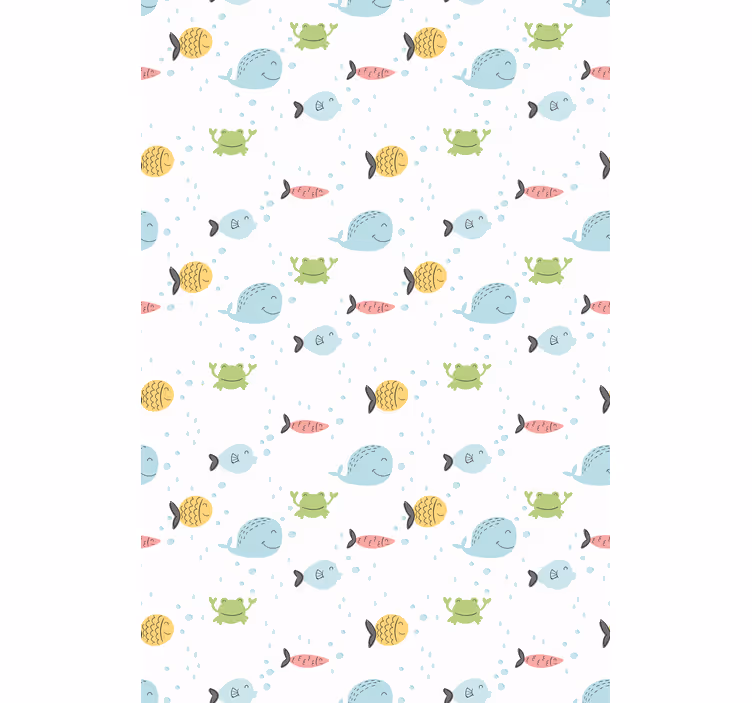 Kids wallpaper colorful fishes on white background - TenStickers