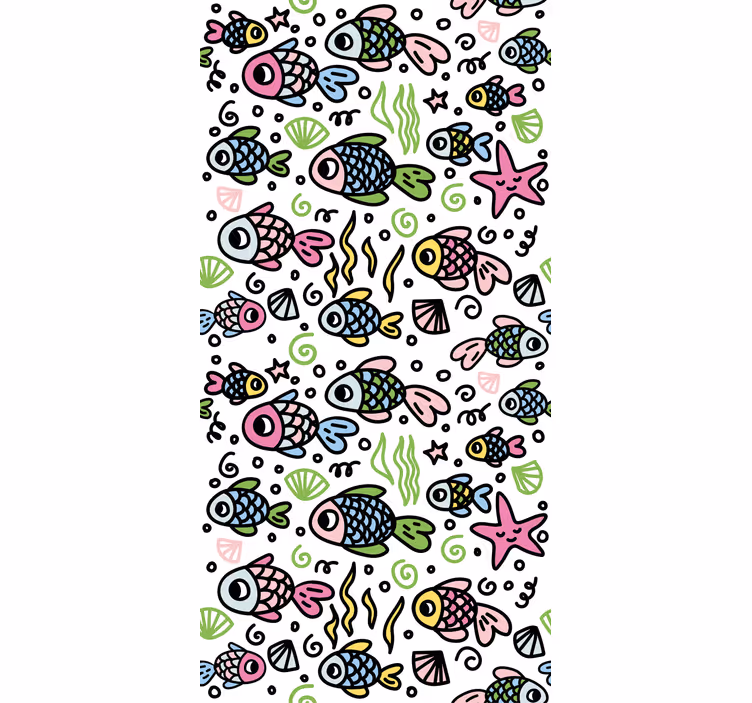 Kids wallpaper with multicolor fish pattern - TenStickers