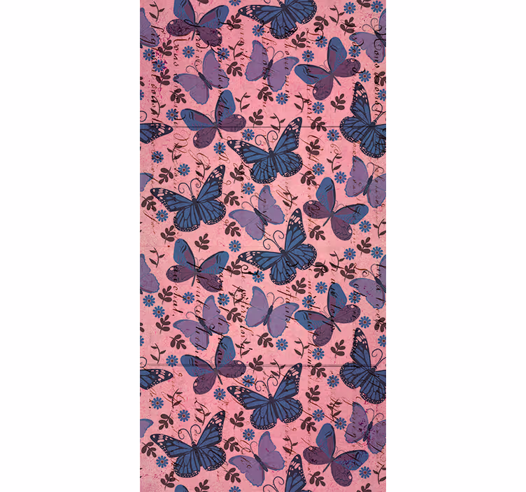 Butterfly wallpaper in purple tones with quotes - TenStickers
