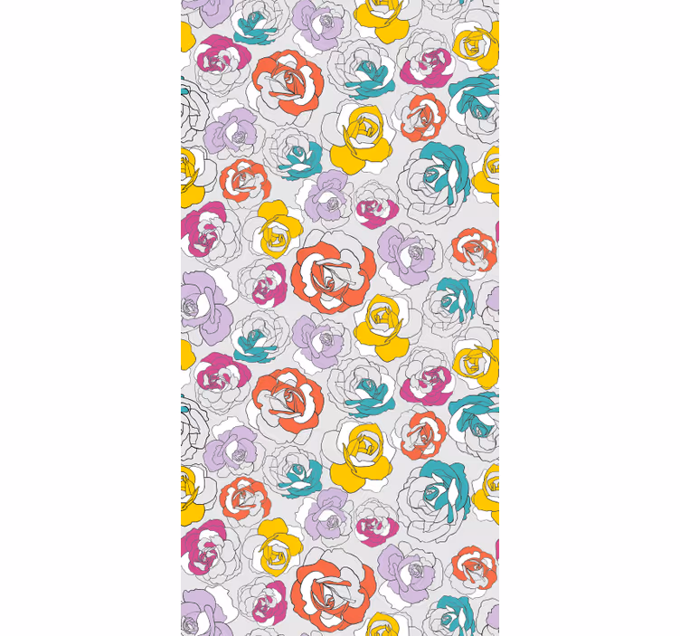 Hallway wallpaper colorful rose design - TenStickers