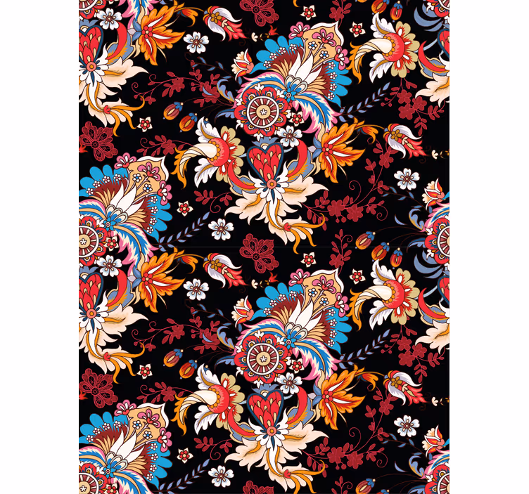Hallway wallpaper vibrant floral design - TenStickers