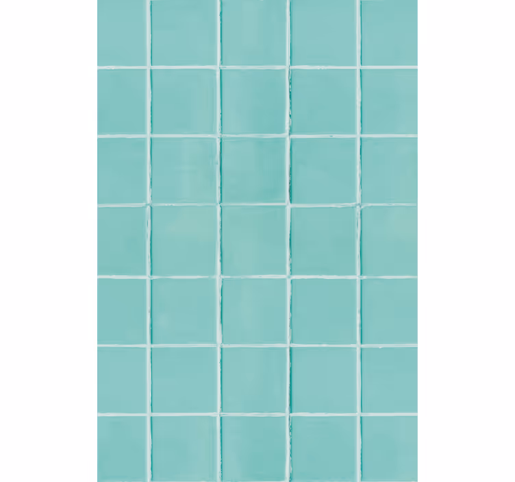 Living room wallpaper in turquoise tiled surface - TenStickers