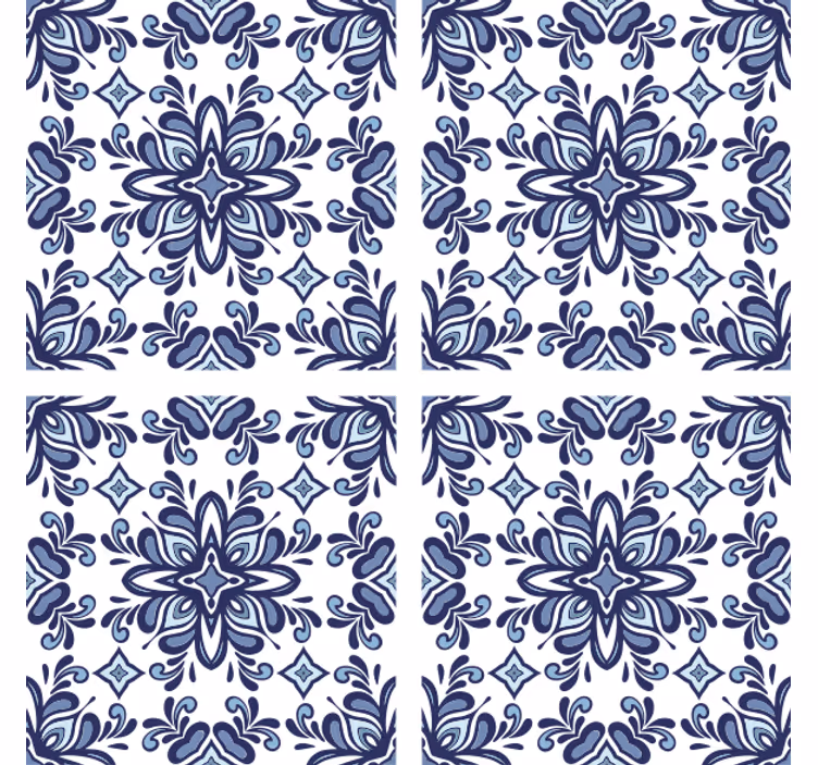 Tile wallpaper in blue moroccan design - TenStickers