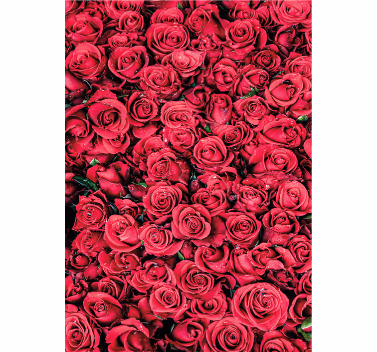 Flower wallpaper with red flowers and textured background - TenStickers