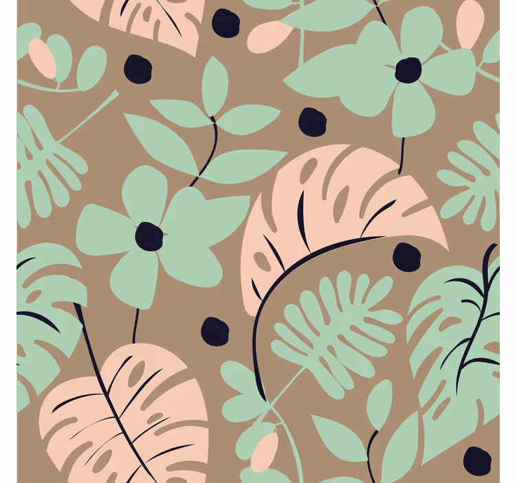 Flower wallpaper in pastel monstera floral design - TenStickers