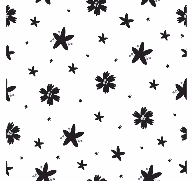 Flower wallpaper in black and white floral design - TenStickers