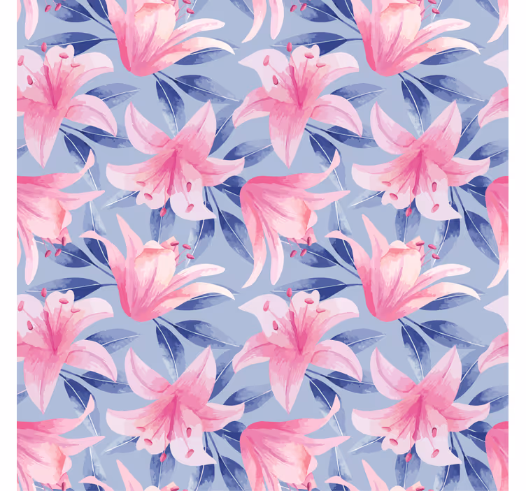 Flower wallpaper in pink and purple watercolor design - TenStickers