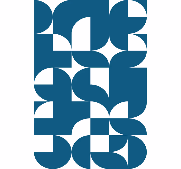Geometric wallpaper in blue circle pattern - TenStickers