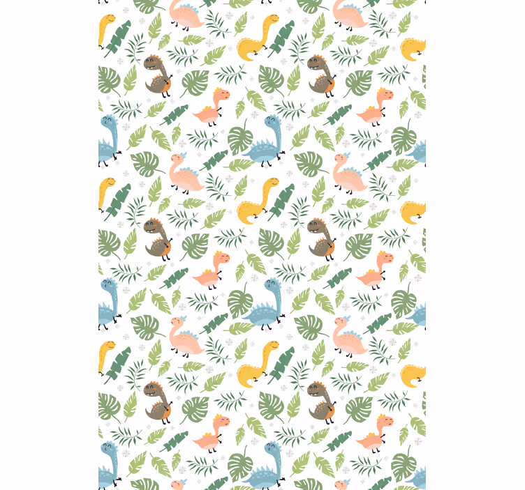 Dinosaurs wallpaper pastel forest pattern - TenStickers