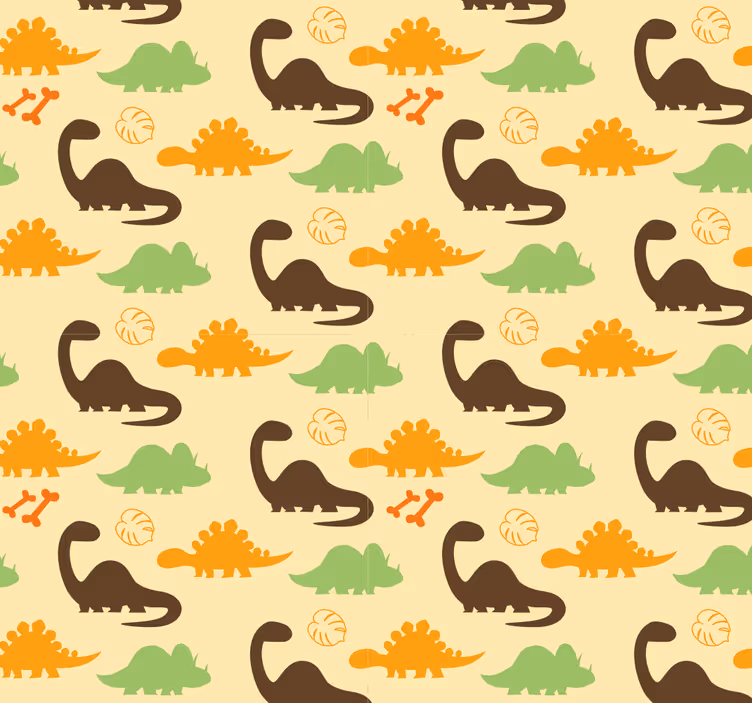 Dinosaurs wallpaper beige background - TenStickers