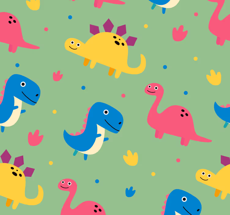 Dinosaurs wallpaper in vibrant style - TenStickers
