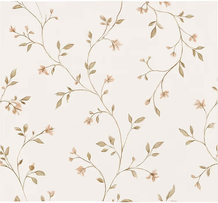 Living room wallpaper with a white floral design - TenStickers