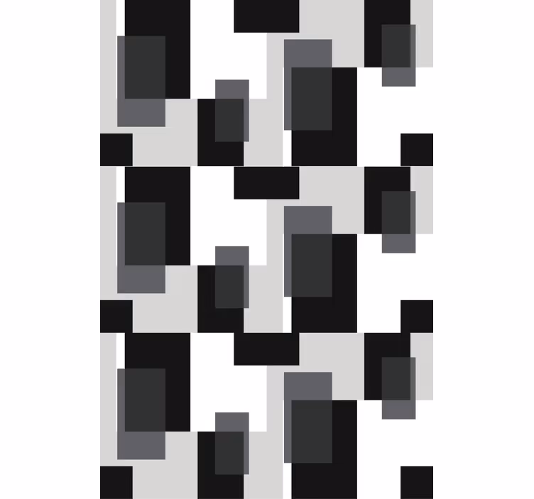 Modern wallpaper in black and white color blocks - TenStickers