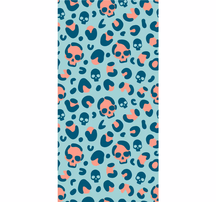 Modern wallpaper in blue and pink skull leopard pattern - TenStickers