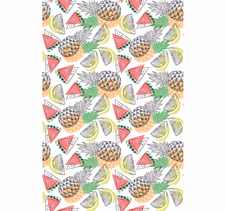 Modern wallpaper with a colorful summer fruit pattern - TenStickers