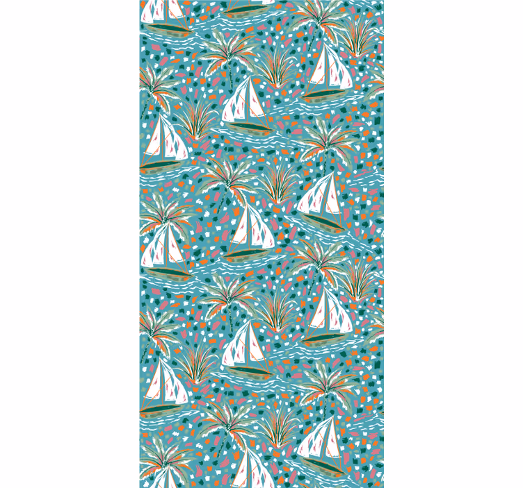 Modern wallpaper watercolor ships pattern - TenStickers