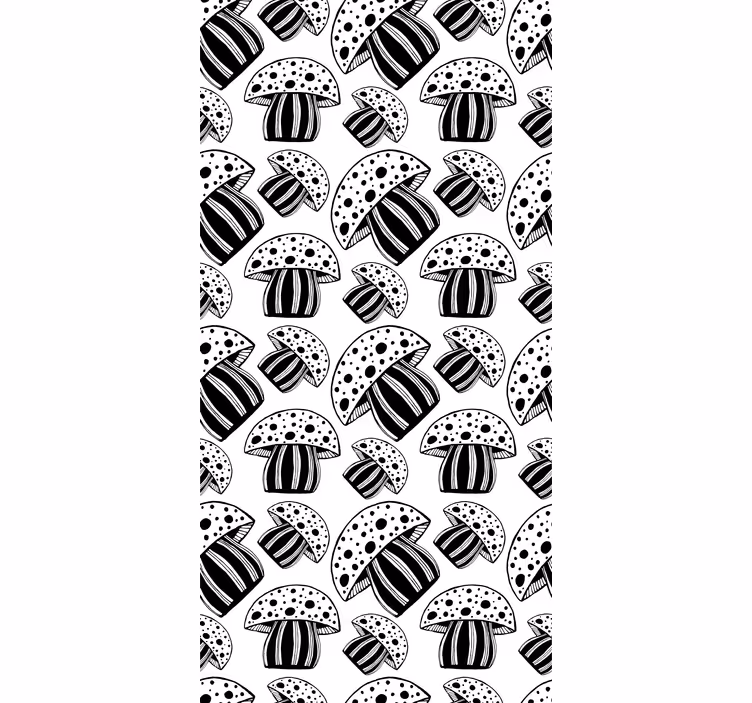 Modern wallpaper black and white ethnic mushrooms - TenStickers
