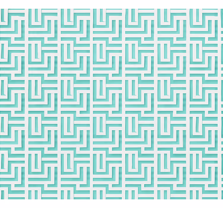 Dining room wallpaper in blue geometric squares - TenStickers