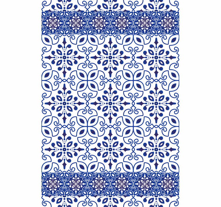 Bathroom wallpaper in ornate blue tiles - TenStickers