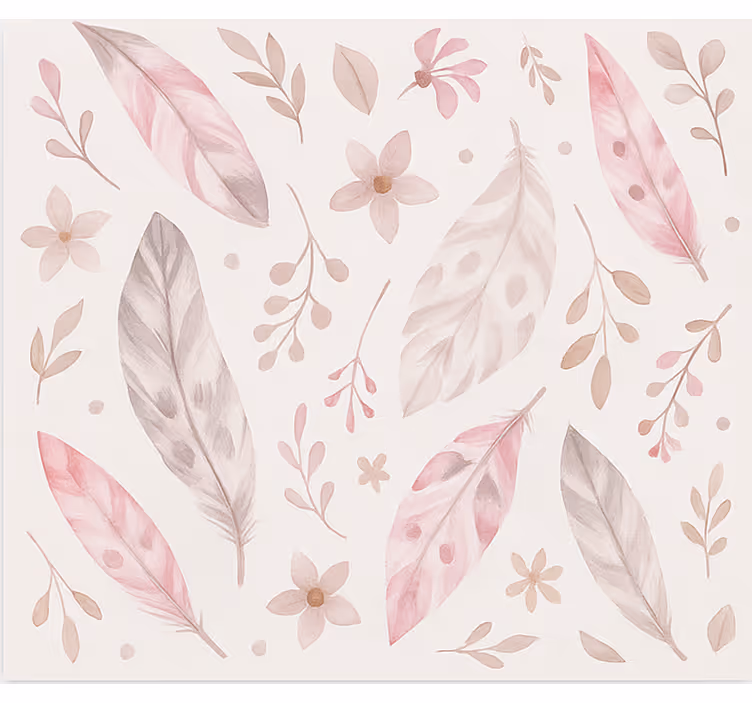 Teenager wallpaper feathers in pink - TenStickers