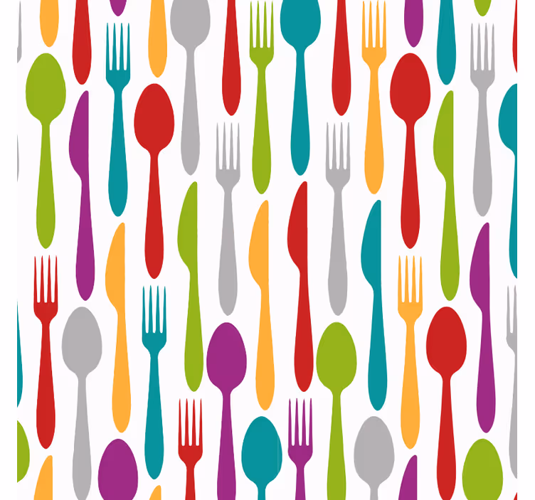 Kitchen wallpaper featuring dining tools - TenStickers