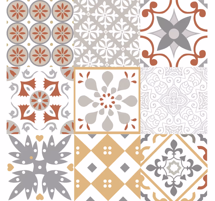 Kitchen wallpaper orange mosaic design - TenStickers