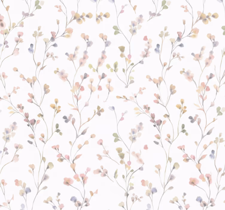 Living room wallpaper watercolor meadow sprig - TenStickers