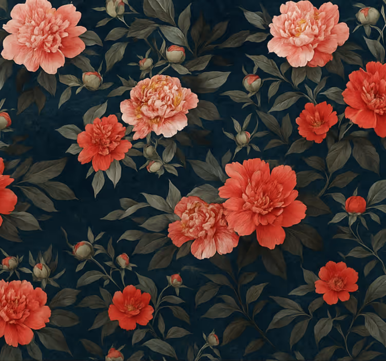 Living room wallpaper vintage dark botanical - TenStickers
