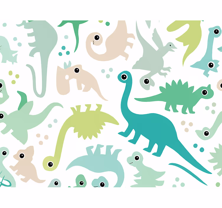 Kids wallpaper simple colorful dinosaur - TenStickers