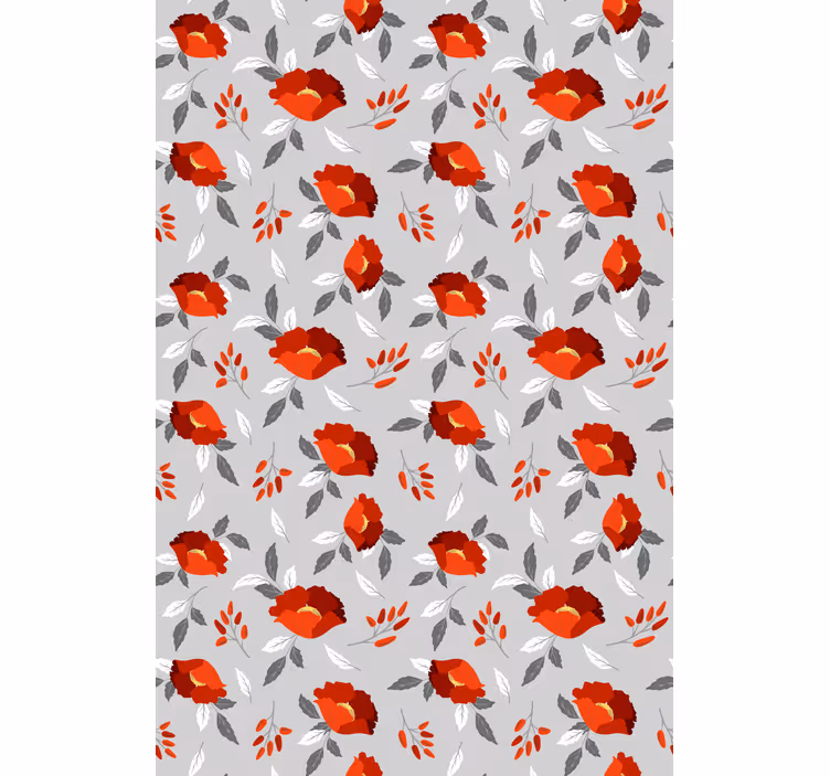 Flower wallpaper with floating red poppies - TenStickers