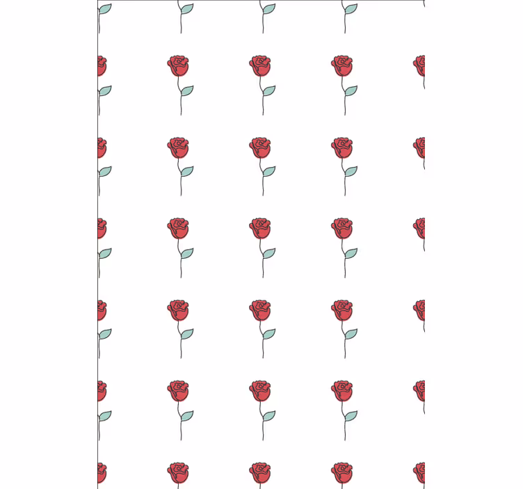 Flower wallpaper featuring cute red rose line art - TenStickers