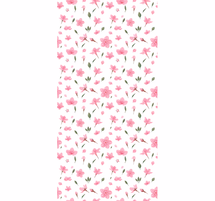 Floral ornament wallpaper watercolor pink blossoms - TenStickers