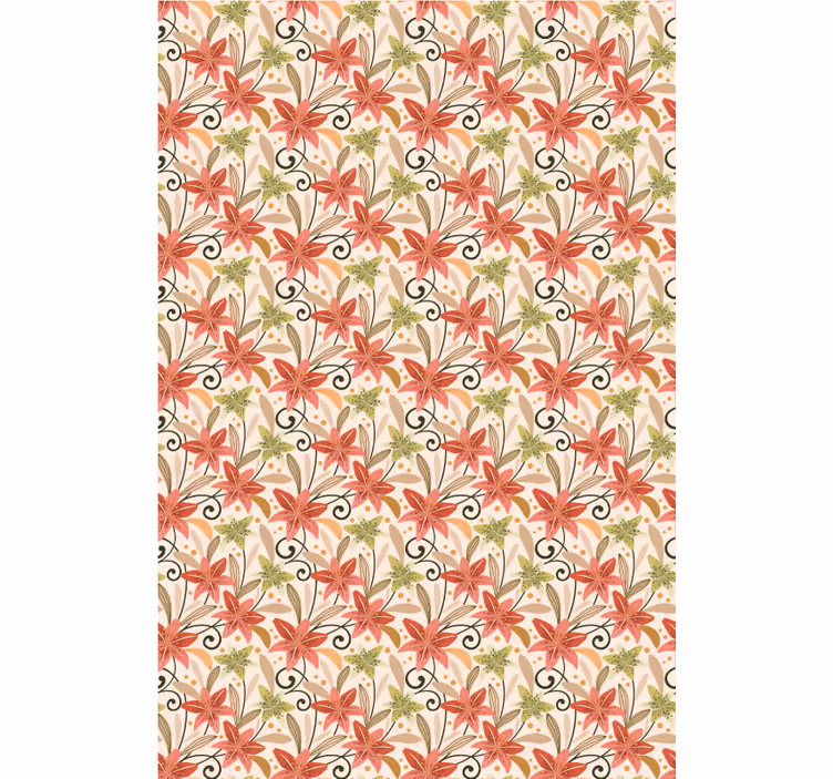 Floral ornament wallpaper in vibrant vintage lilies - TenStickers