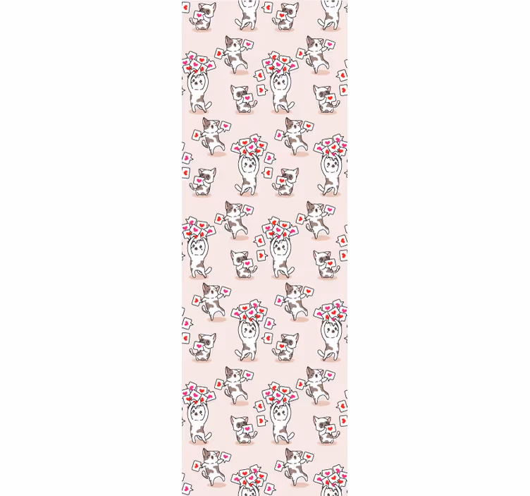 Bedroom wallpaper cats with heart icons design - TenStickers
