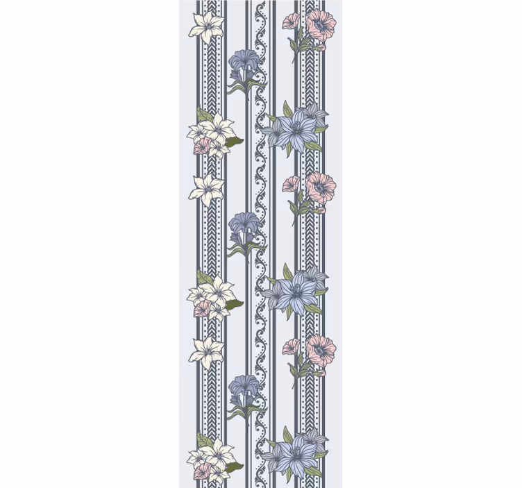Bedroom wallpaper with floral vintage stripe design - TenStickers